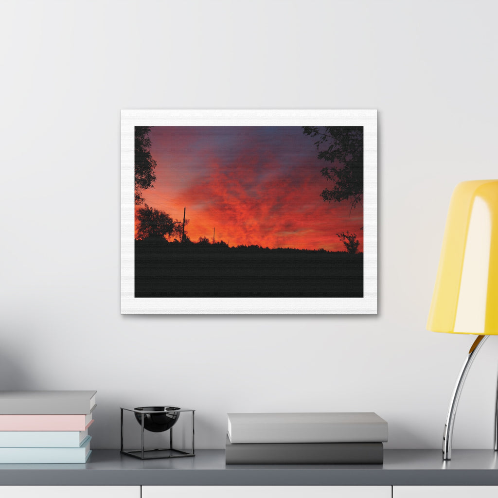 Sunset Silhouette Canvas Print — Fiery Red Orange Sky Wall Art