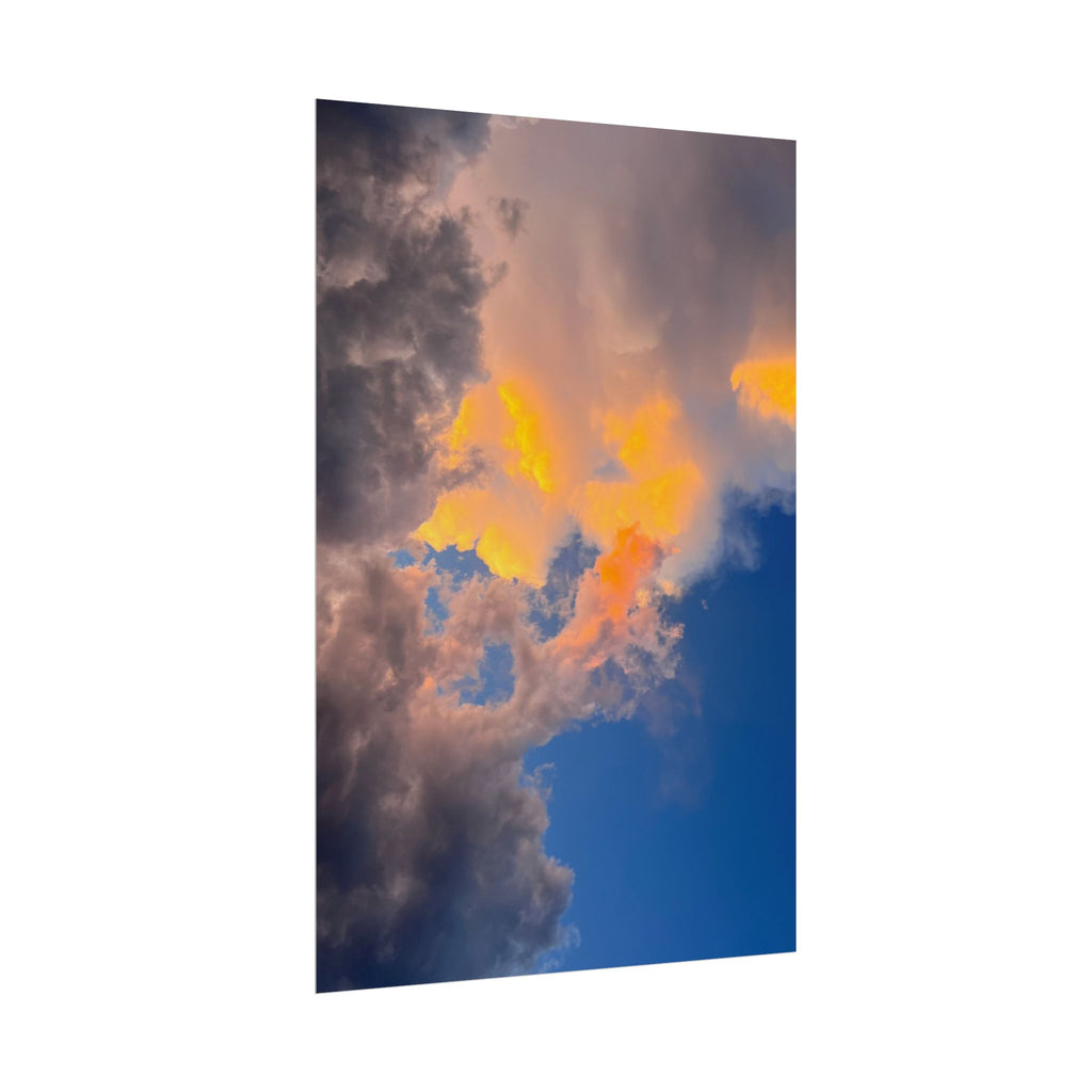 Sunset Cloudscape Rolled Poster — Dramatic Orange & Blue Sky Wall Art