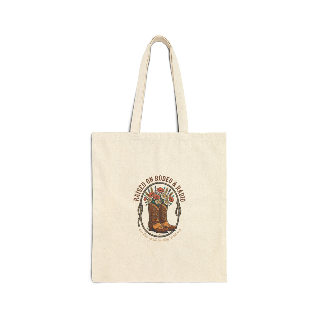 Raised on Rodeo Canvas Tote | western cowgirl ranch rustic prairie vintage