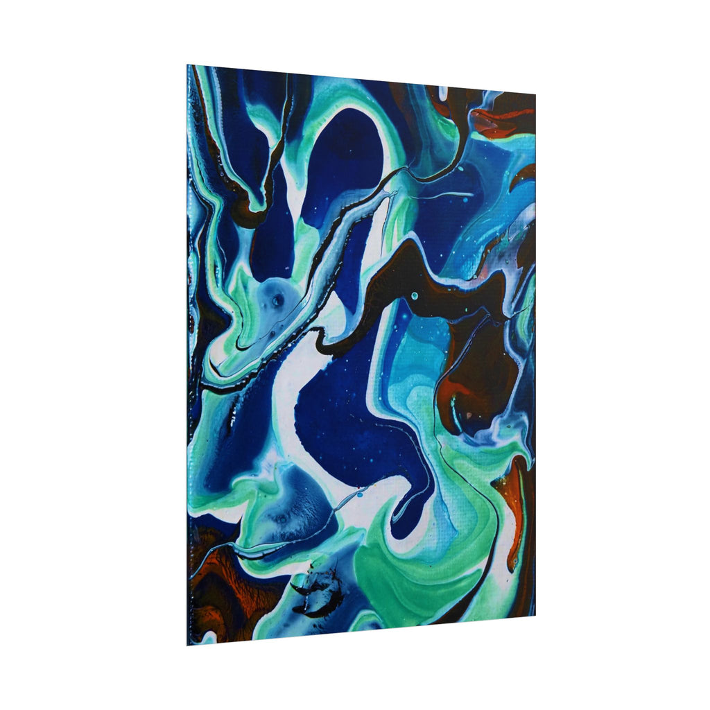 Abstract Ocean Swirl Rolled Poster — Blue & Teal Fluid Art Wall Print