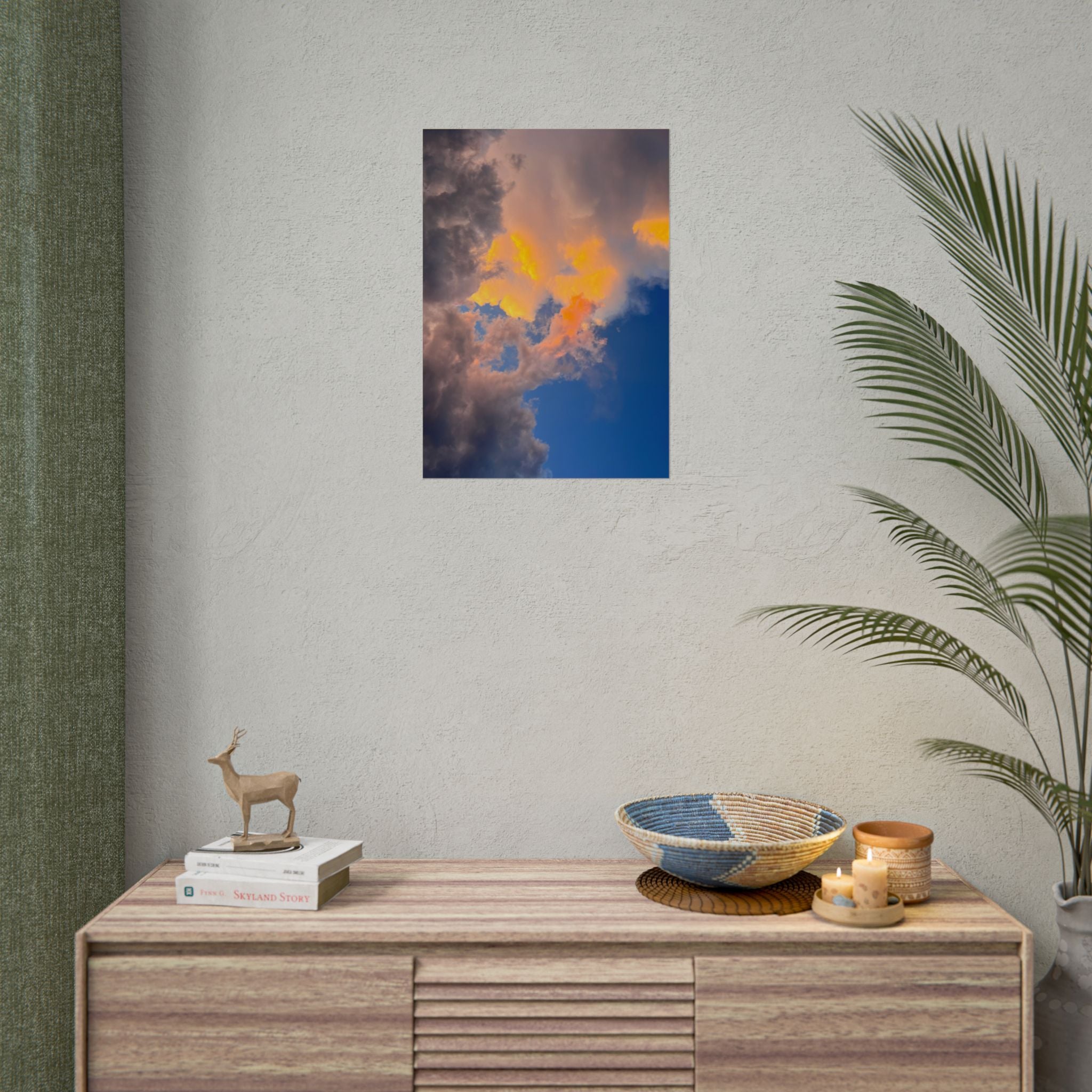 Sunset Cloudscape Rolled Poster — Dramatic Orange & Blue Sky Wall Art