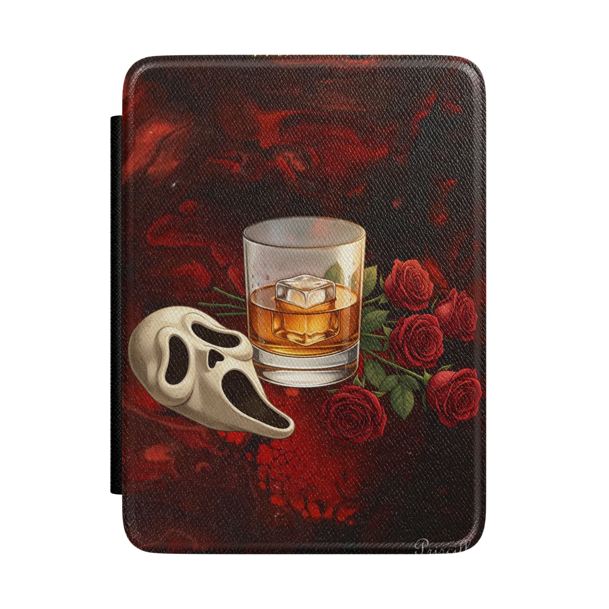 Kindle Case - Gothic Whiskey, Roses & Mask dark romance themed E-Reader Cover