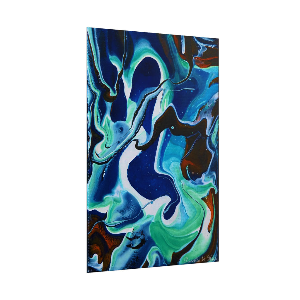 Abstract Ocean Swirl Rolled Poster — Blue & Teal Fluid Art Wall Print