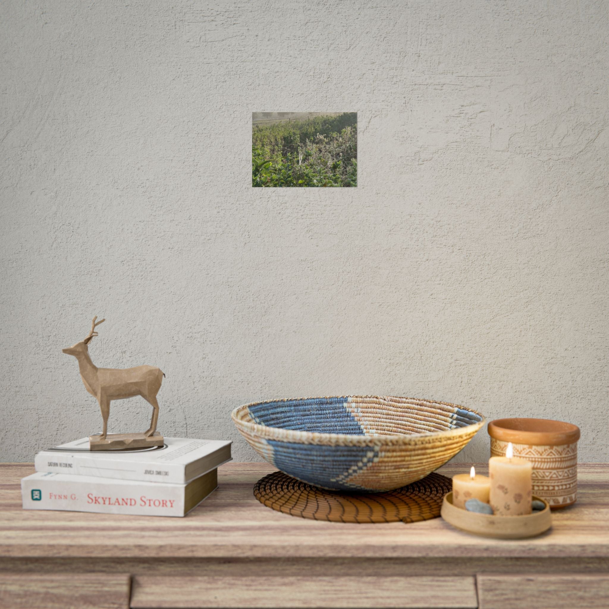 Morning Meadow Rolled Poster — Misty Wildflower Landscape Wall Art