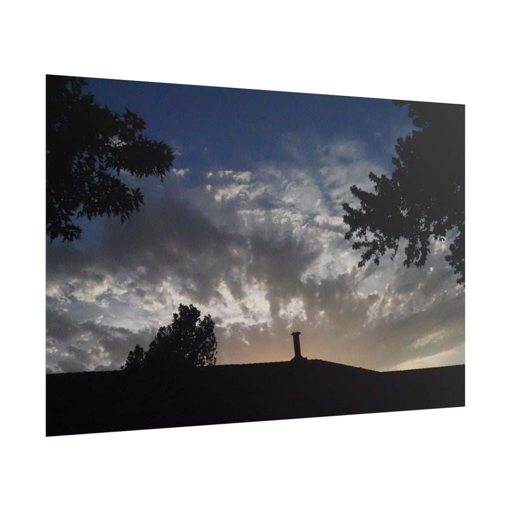 Sunset Silhouette Poster — Dramatic Cloudscape Wall Art