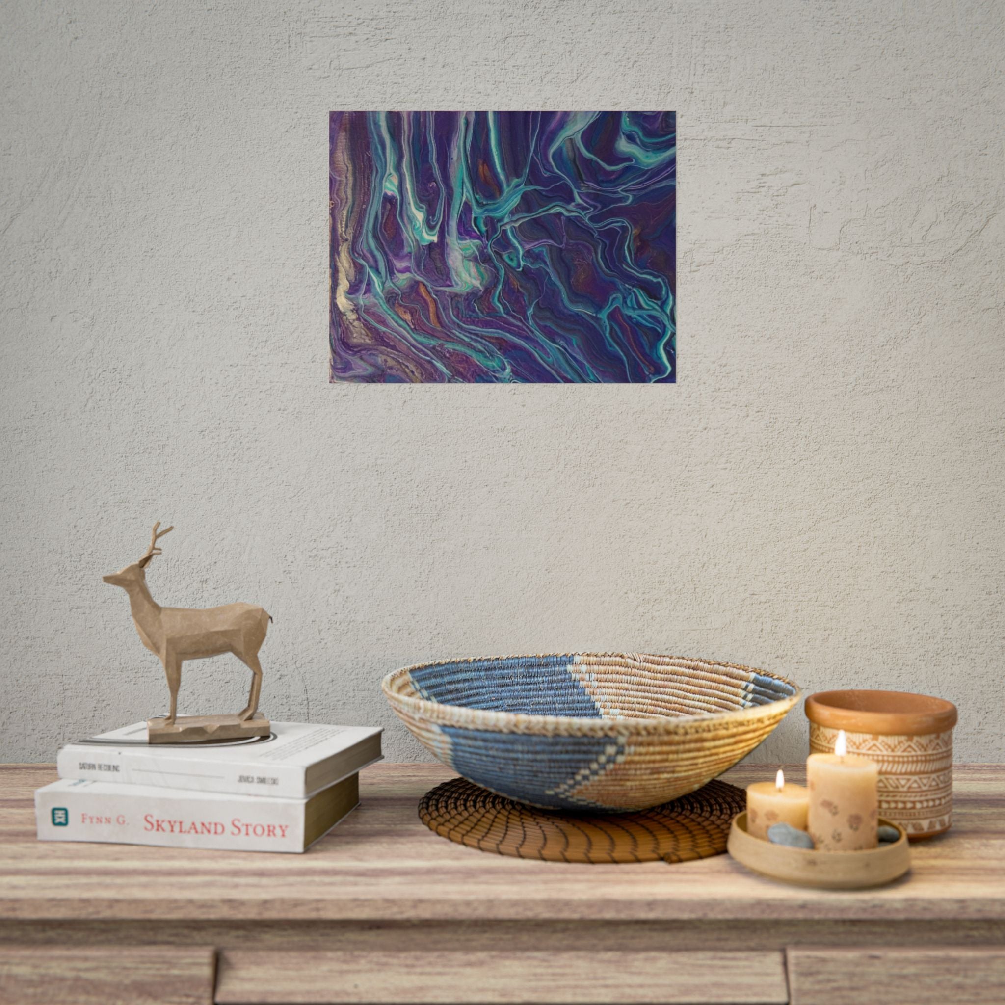 Abstract Fluid Art Poster — Purple Teal Marble Swirl Rolled Poster