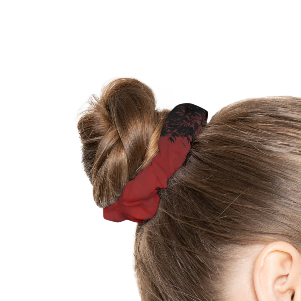 Red & Black Gradient Scrunchie – Soft Tie-Dye Hair Accessory