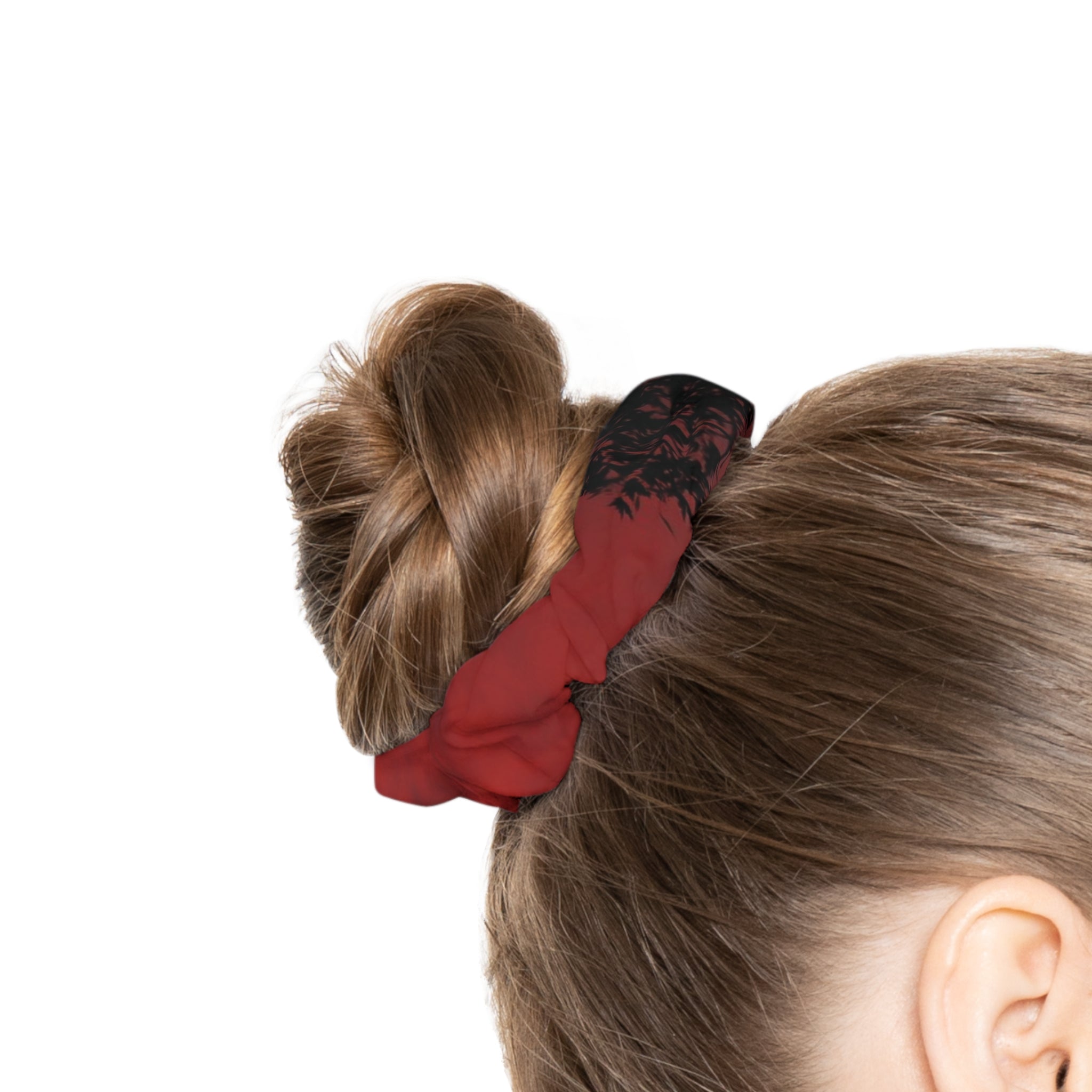 Red & Black Gradient Scrunchie – Soft Tie-Dye Hair Accessory