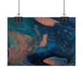 Abstract Ocean Blue & Copper Rolled Poster