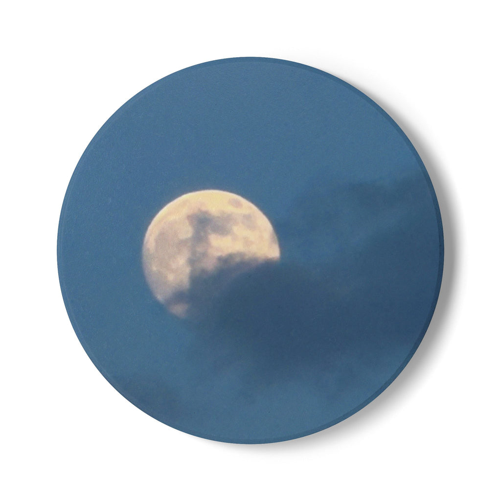 Moonlit Sky Ceramic Coaster — Full Moon Night Drink Coaster