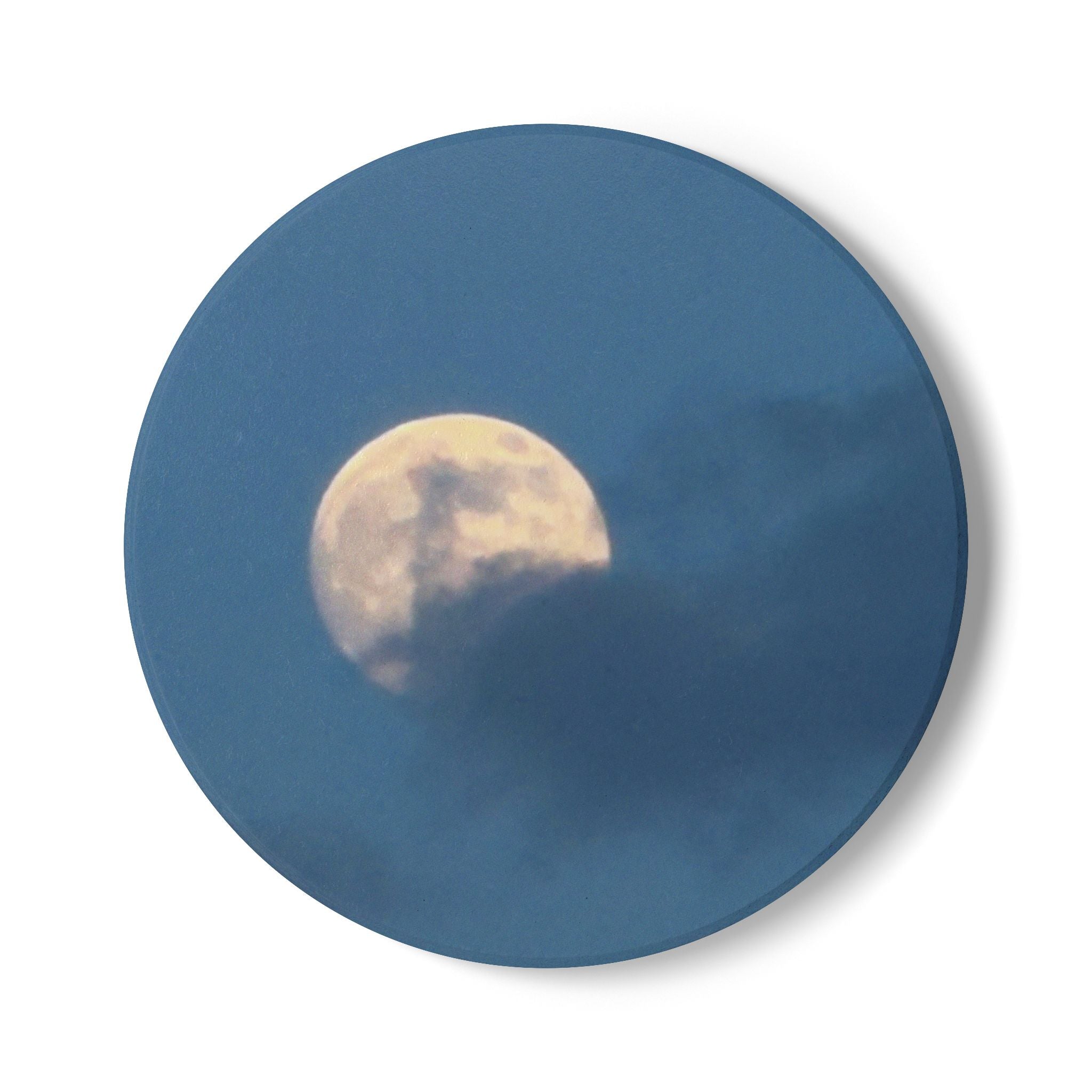 Moonlit Sky Ceramic Coaster — Full Moon Night Drink Coaster