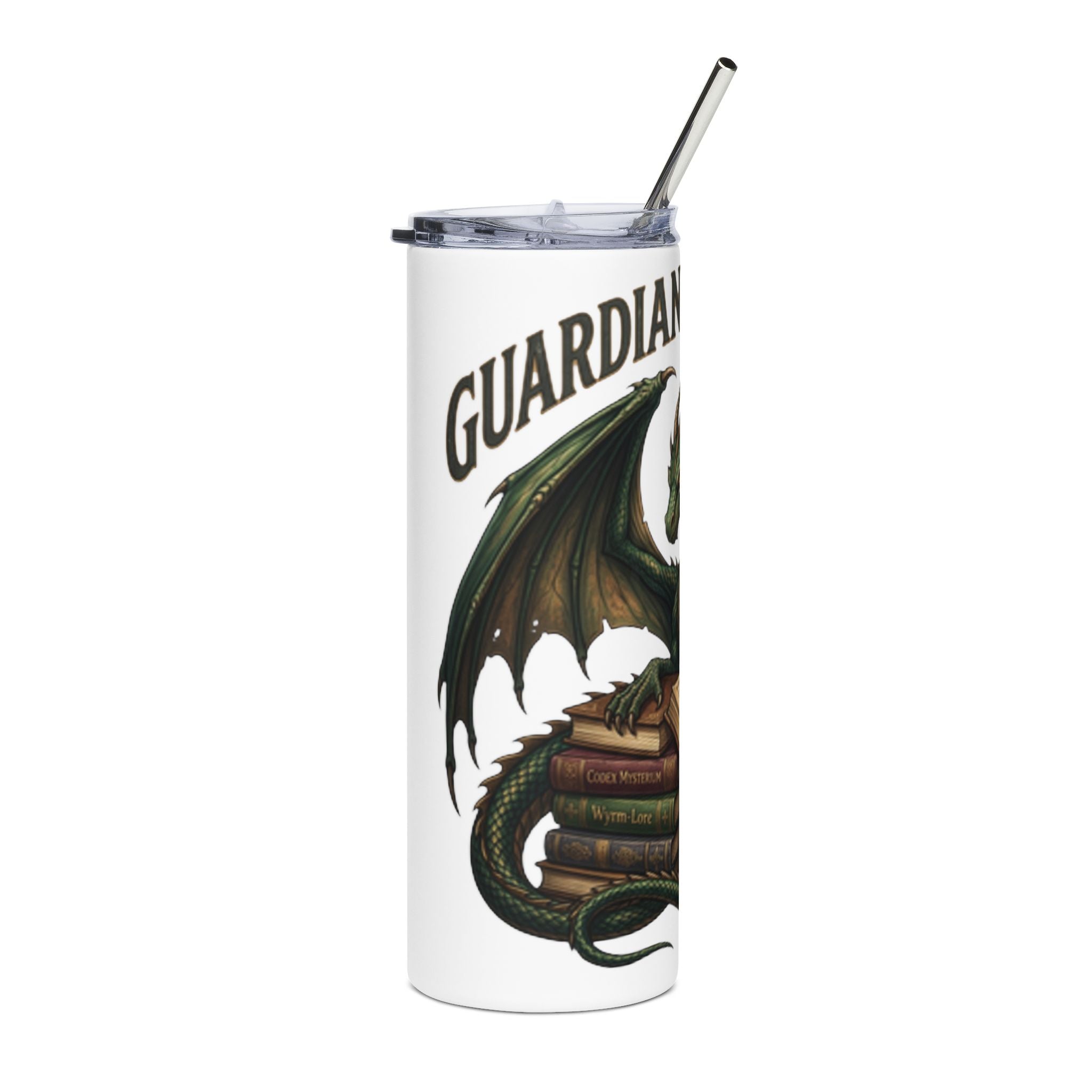 Guardian of the Books Stainless Steel Tumbler — 20oz Dragon Booklover Travel Cup