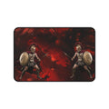Spartan Warriors Desk Mat — Red Battle Scene Gaming Mouse Pad