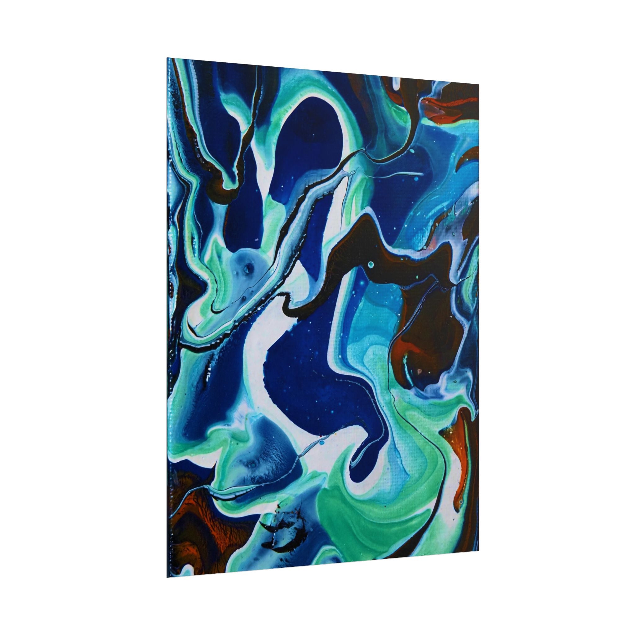 Abstract Ocean Swirl Rolled Poster — Blue & Teal Fluid Art Wall Print