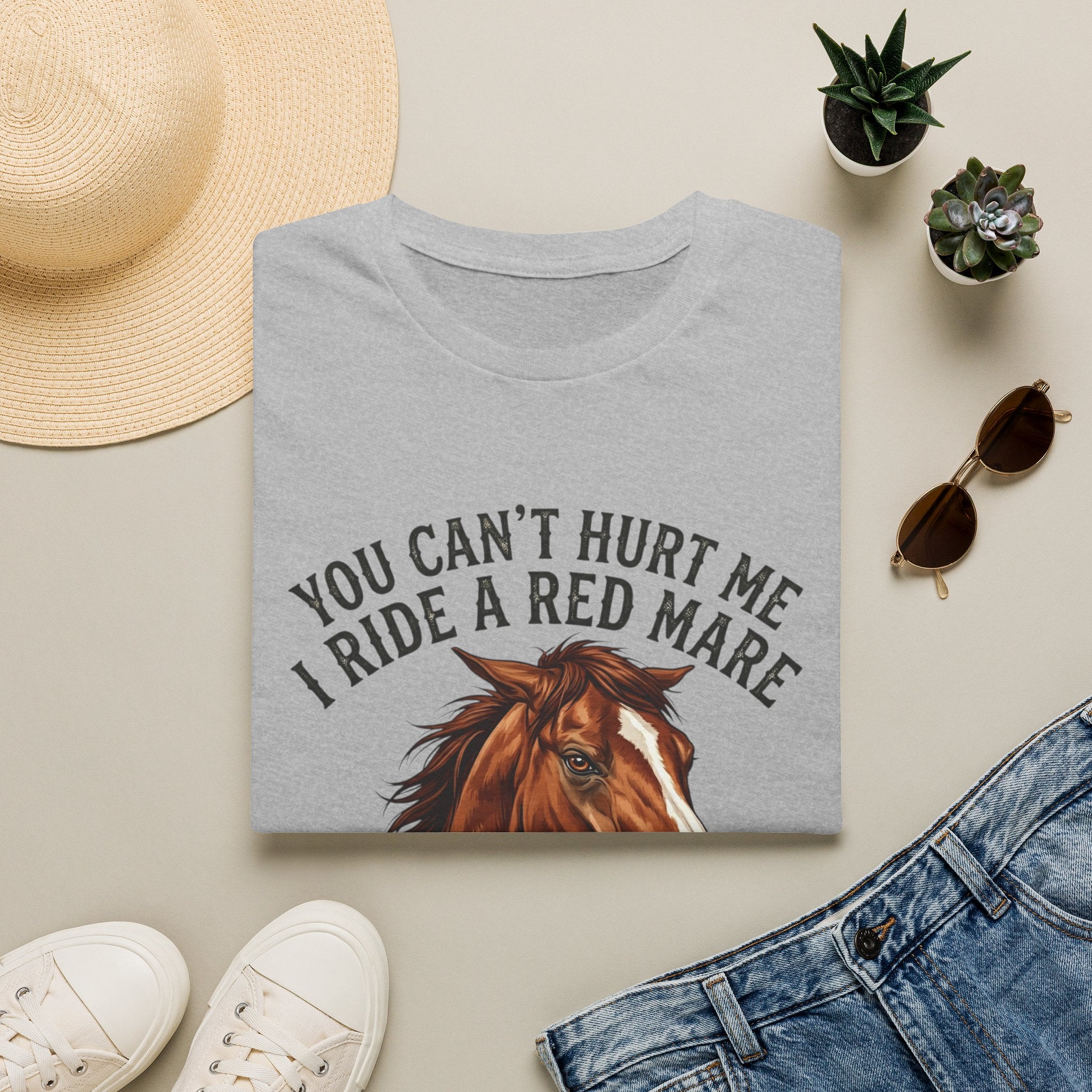 You Can't Hurt Me I Ride a Red Mare T-Shirt — Horse Rider Graphic Tee
