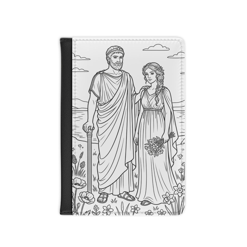 Hades and Persephone AI Illustration Passport Cover — Grecian Vintage Travel Wallet