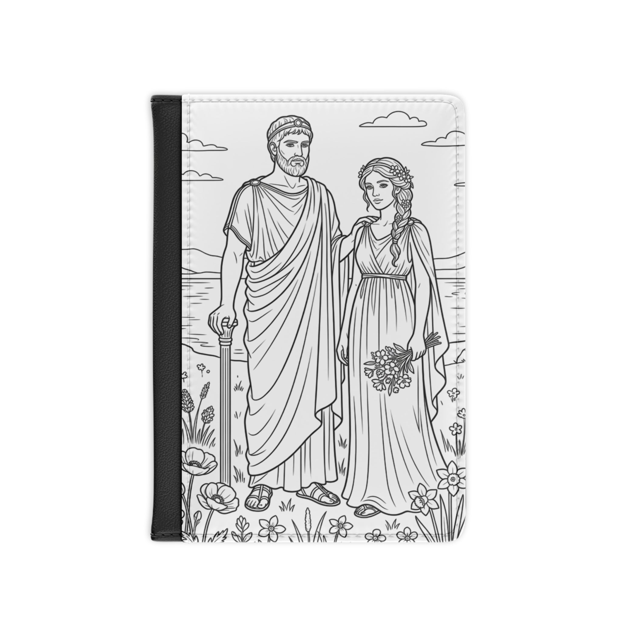 Hades and Persephone AI Illustration Passport Cover — Grecian Vintage Travel Wallet