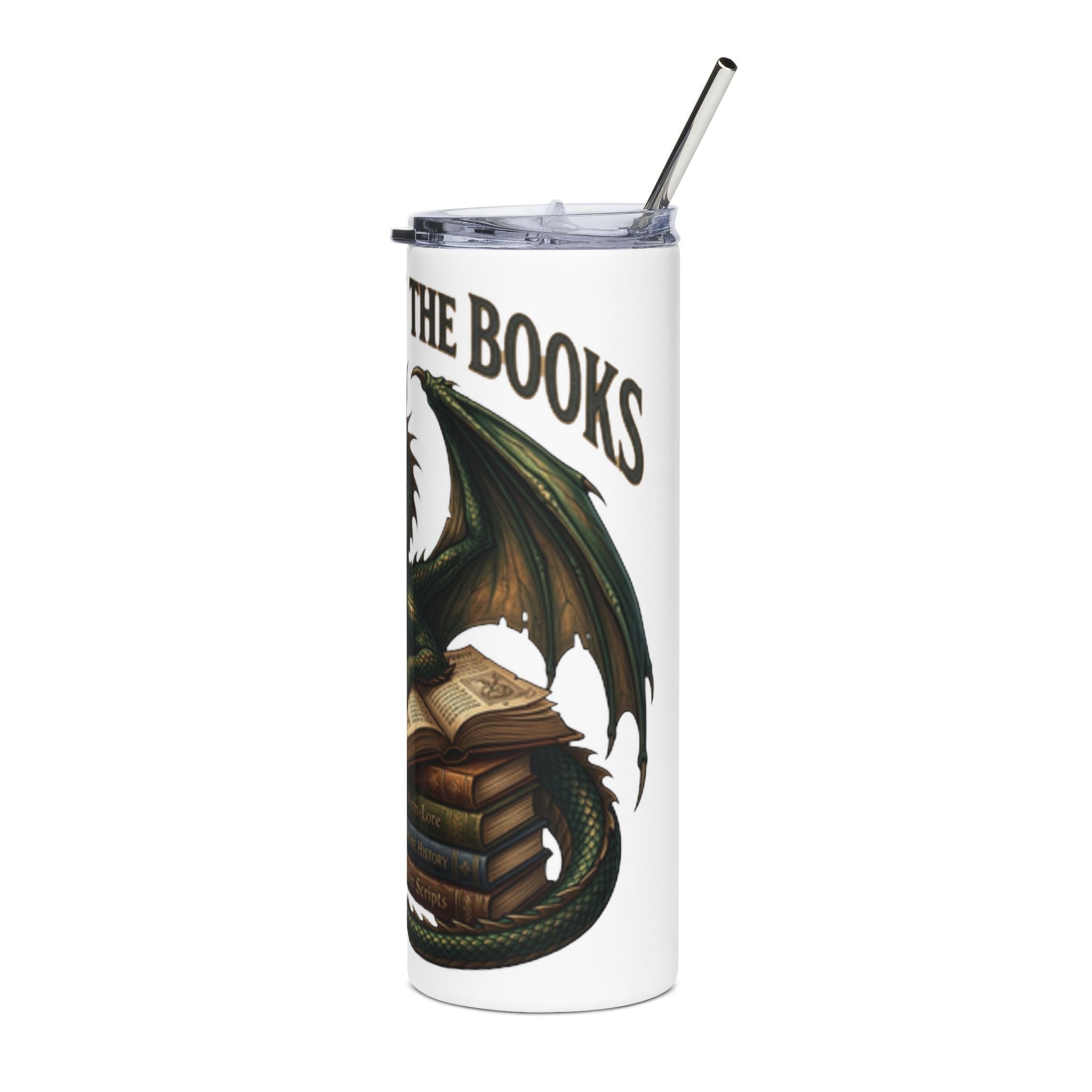 Guardian of the Books Stainless Steel Tumbler — 20oz Dragon Booklover Travel Cup