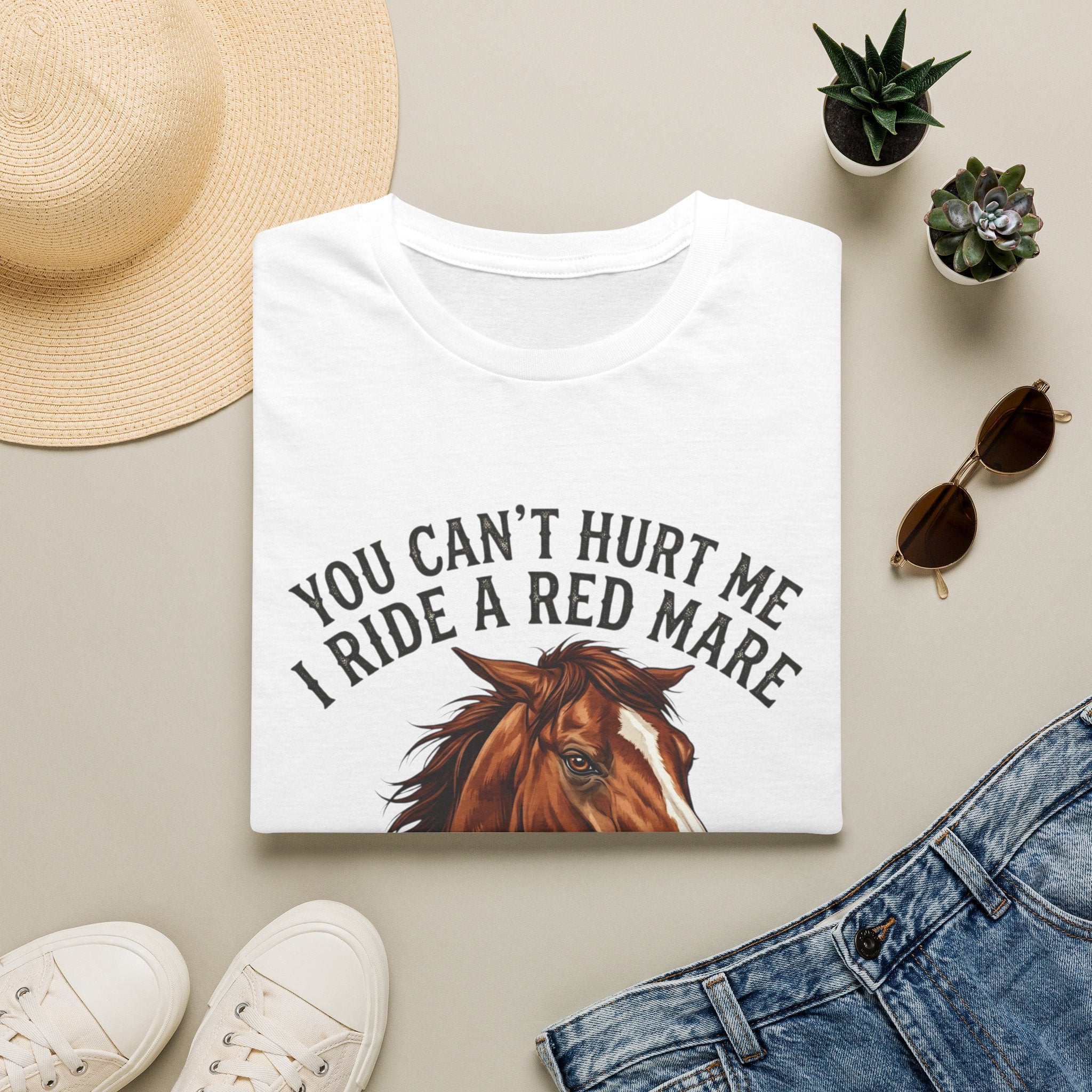 You Can't Hurt Me I Ride a Red Mare T-Shirt — Horse Rider Graphic Tee