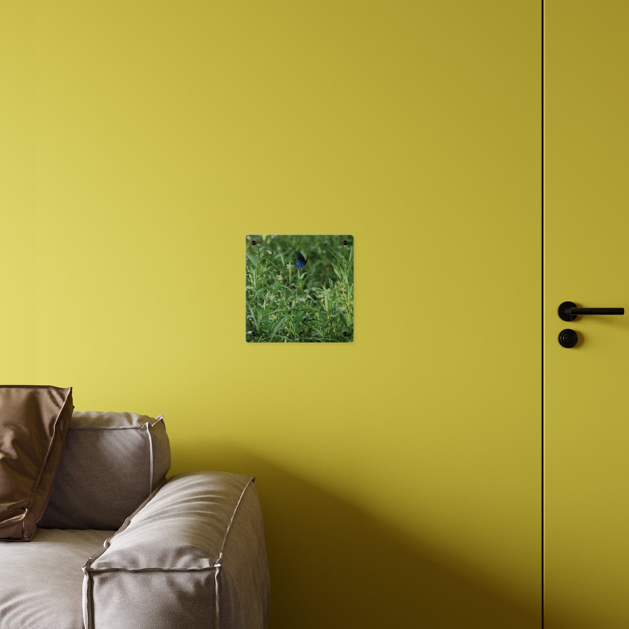 Acrylic Wall Art Panel – Blue Butterfly in Wildflower Meadow
