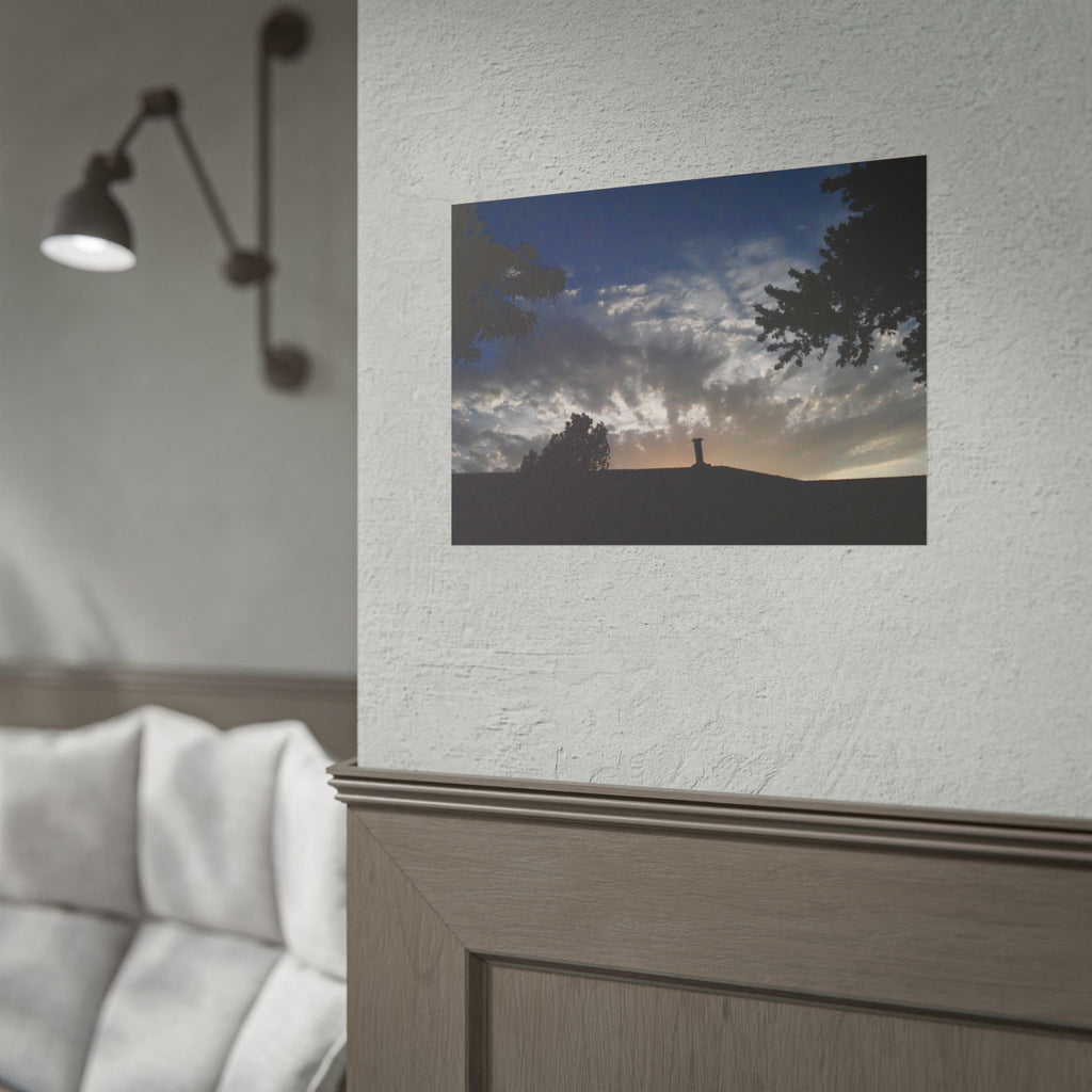 Sunset Silhouette Poster — Dramatic Cloudscape Wall Art