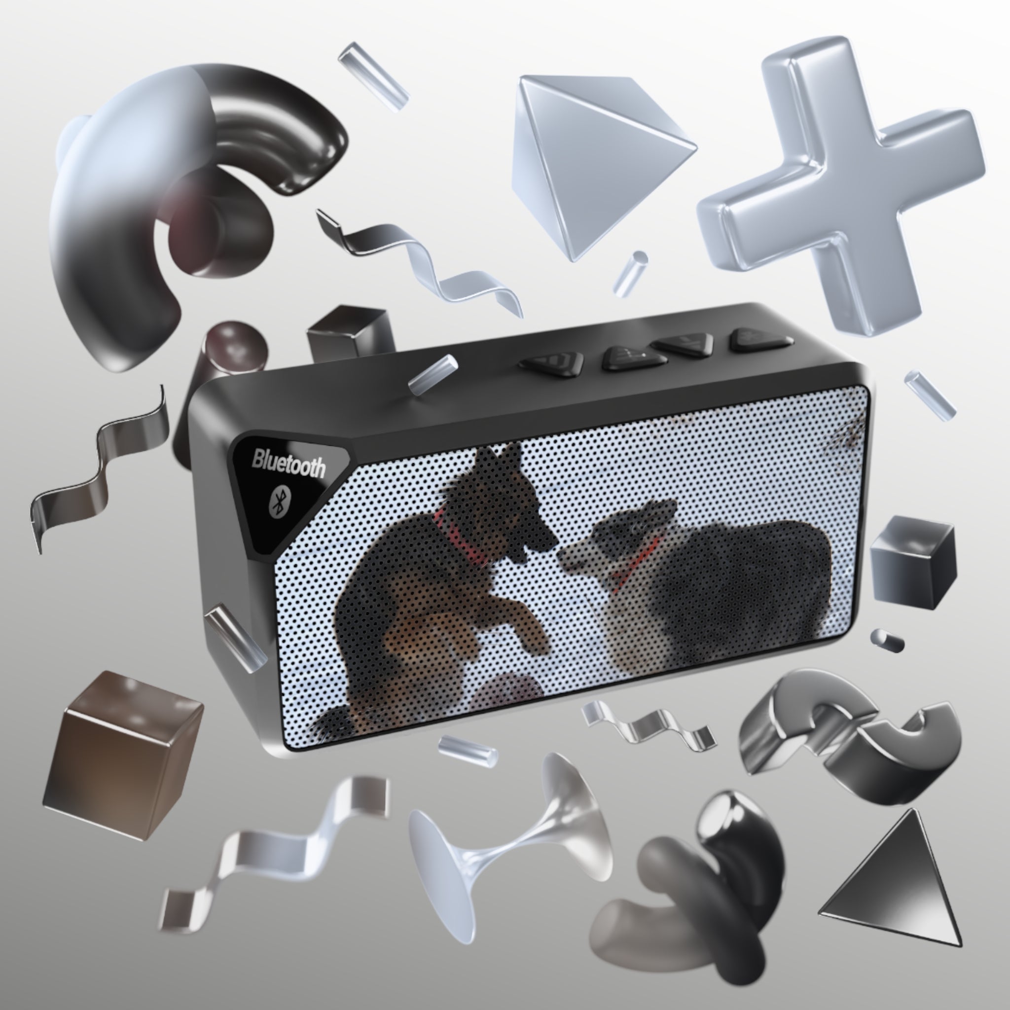 Bluetooth Speaker — Custom Dog Photo Grill Design