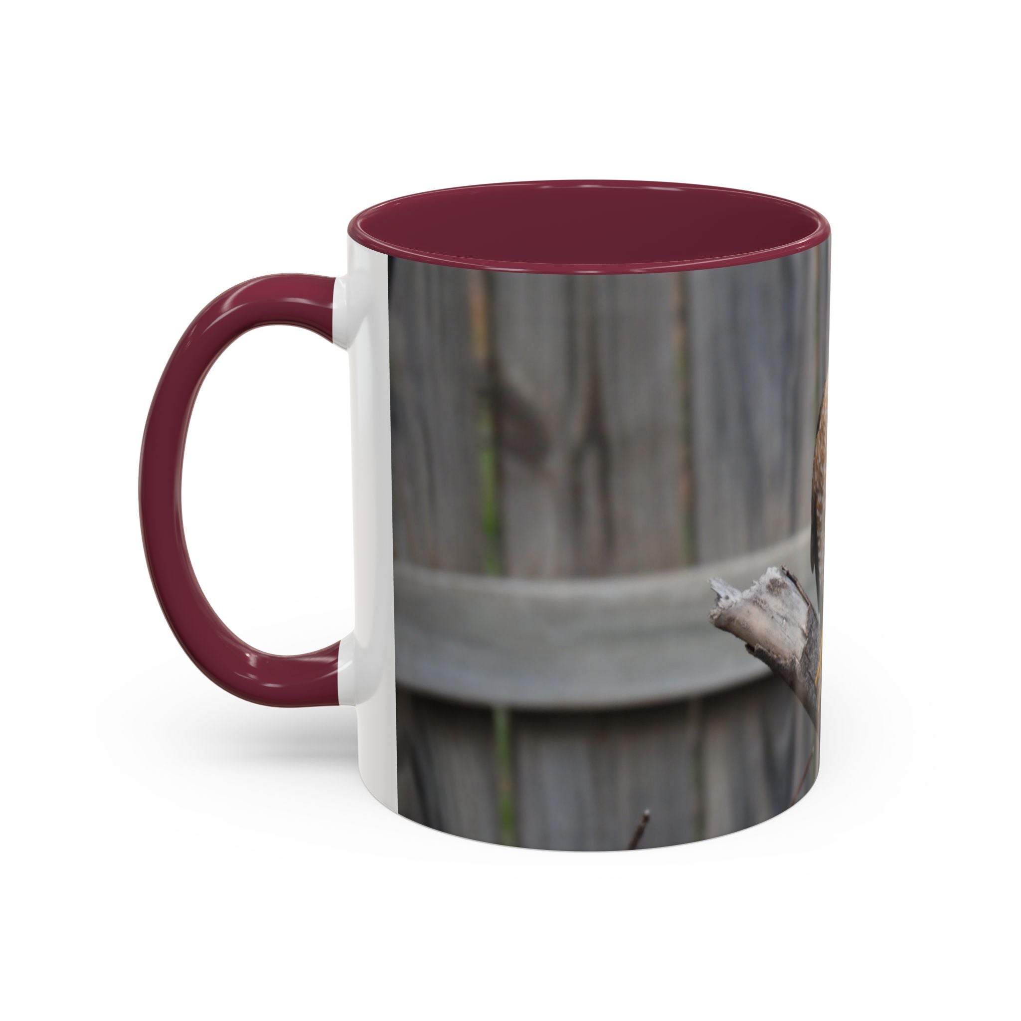 Hawk Photo Mug (11oz/15oz) — Wildlife Coffee Cup with Sharp-Shinned Hawk Image