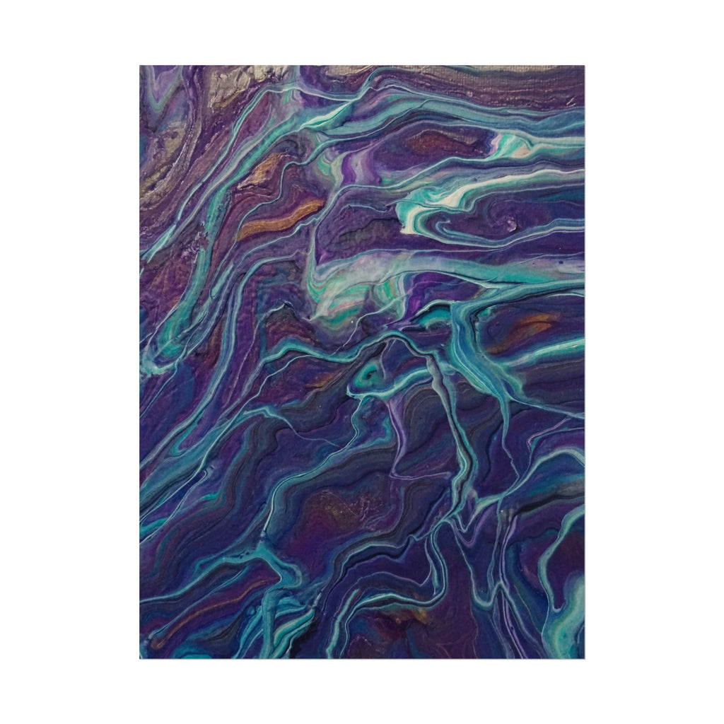 Abstract Fluid Art Poster — Purple Teal Marble Swirl Rolled Poster