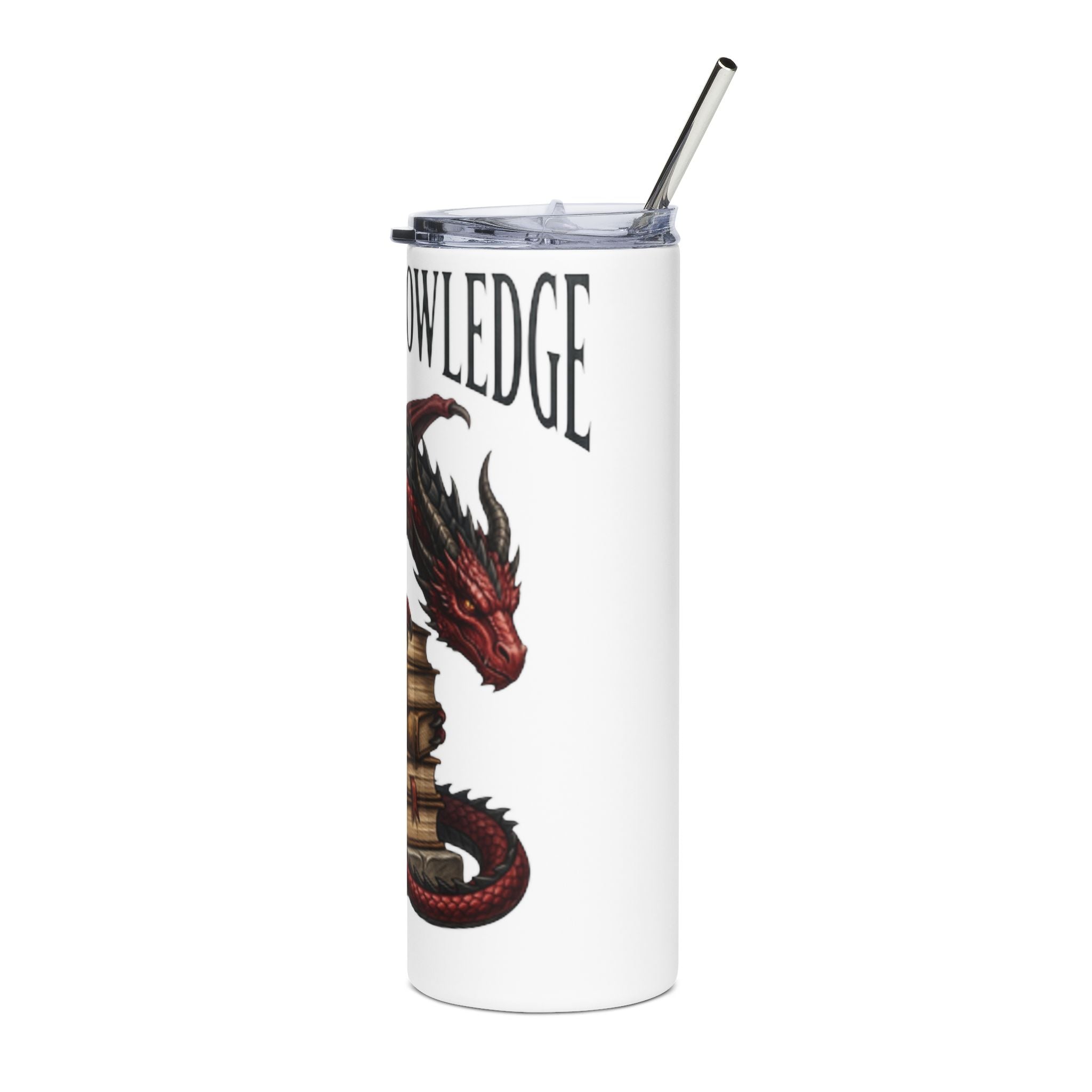 Guardian of Knowledge 20oz Stainless Steel Tumbler — Red Dragon on Books