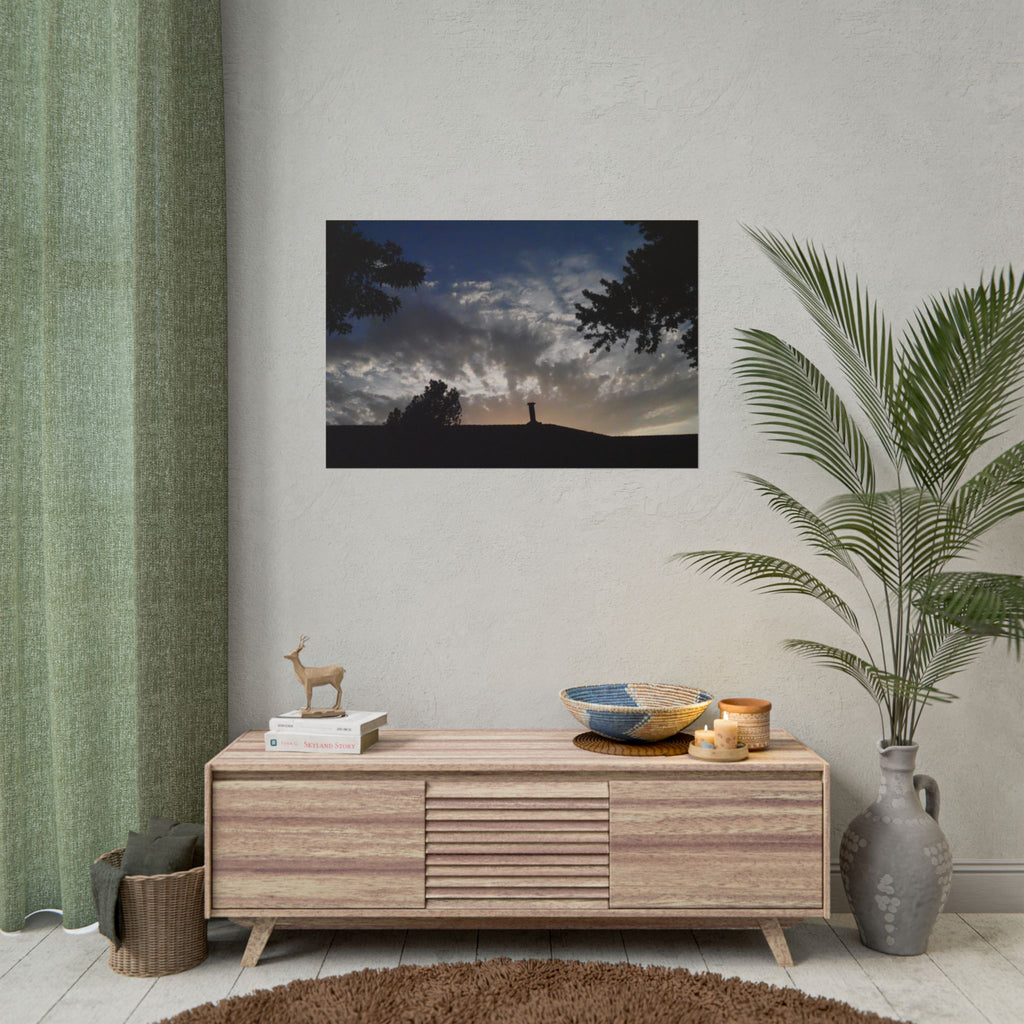 Sunset Silhouette Poster — Dramatic Cloudscape Wall Art