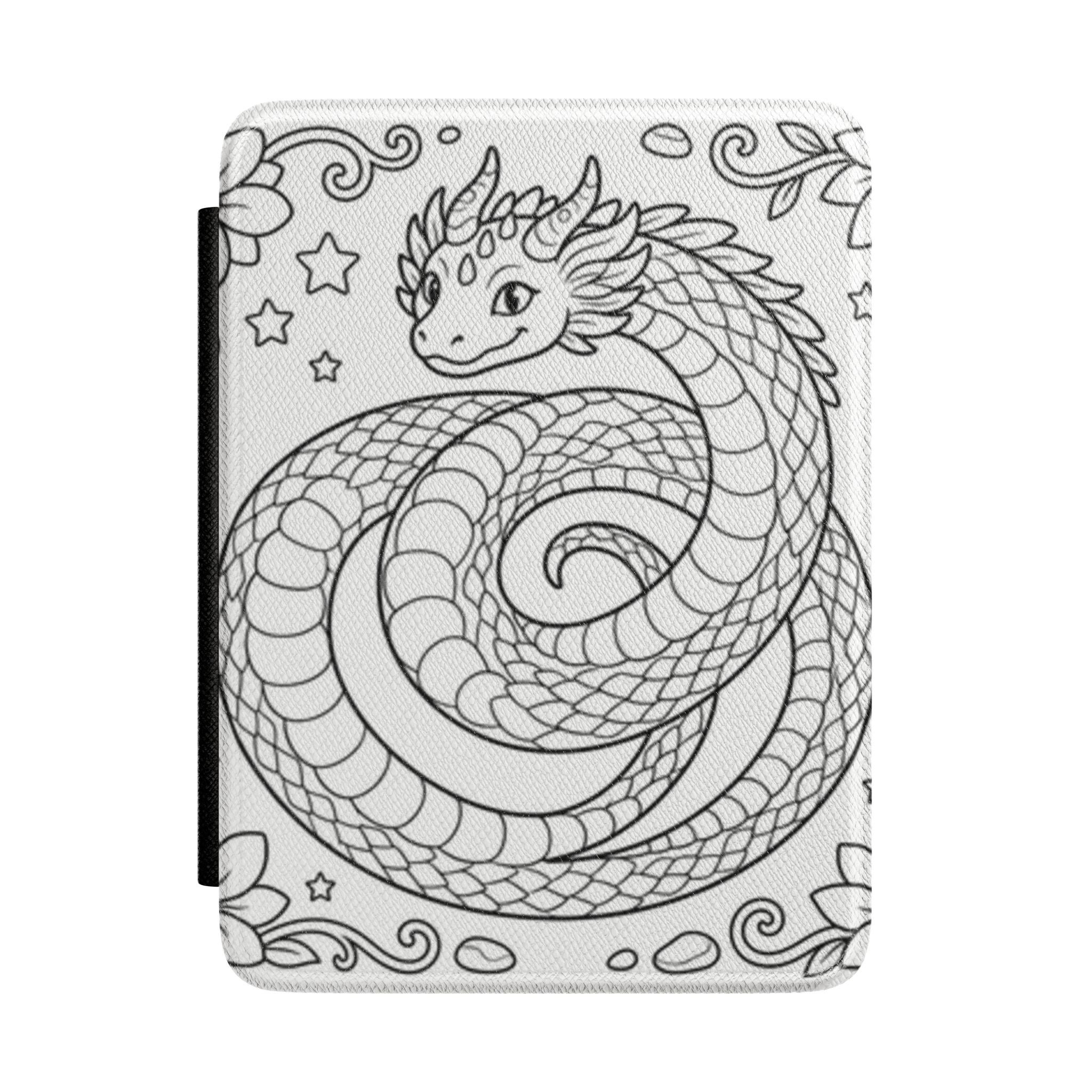 Dragon Coloring Kindle Case – Cute Coiled Dragon Protective E-Reader Cover