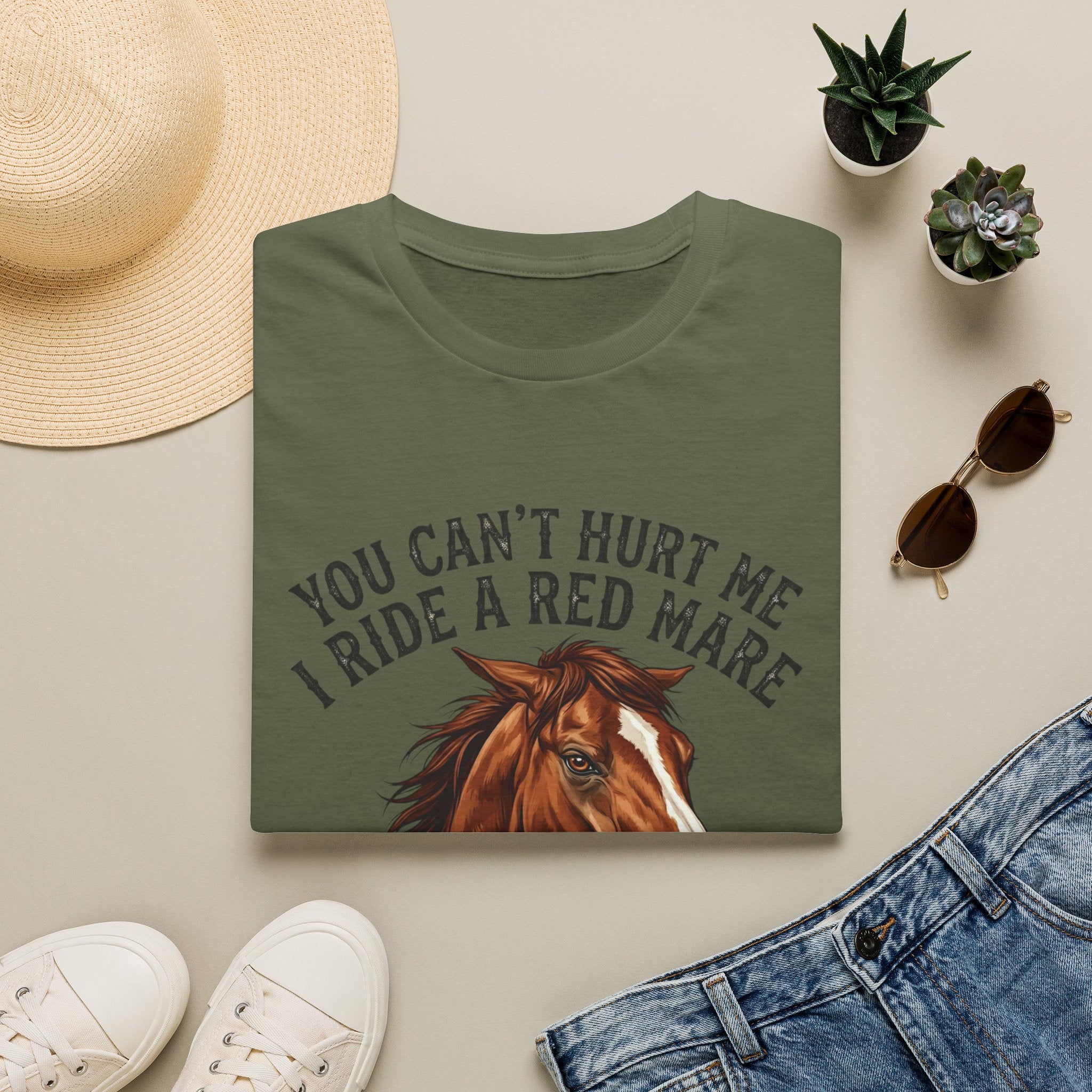 You Can't Hurt Me I Ride a Red Mare T-Shirt — Horse Rider Graphic Tee