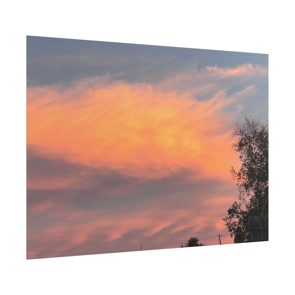 Sunset Cloudscape Poster — Pink Orange Sky Photography Print