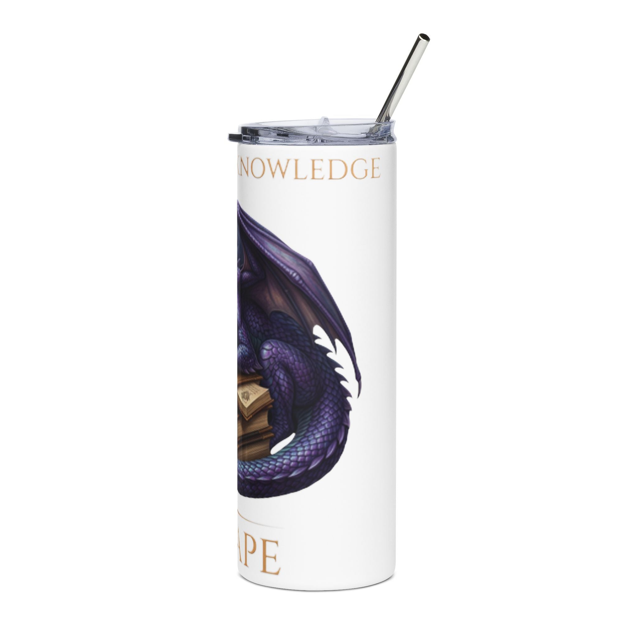 Dragon Guardian 20oz Stainless Steel Tumbler — 'Escape' Book Lover Travel Mug