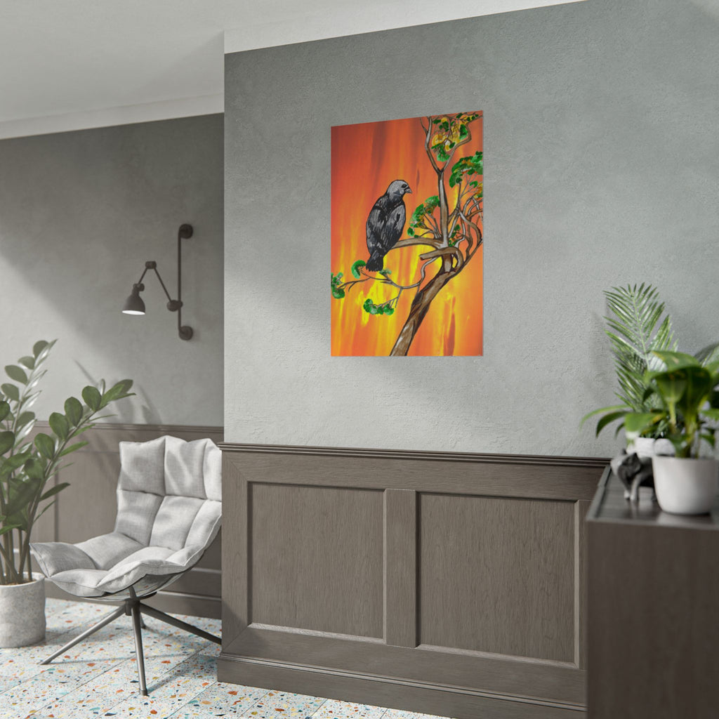 Raven on Sunset Branch Poster — Rolled Art Print