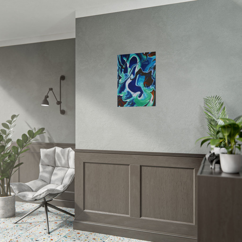 Abstract Ocean Swirl Rolled Poster — Blue & Teal Fluid Art Wall Print