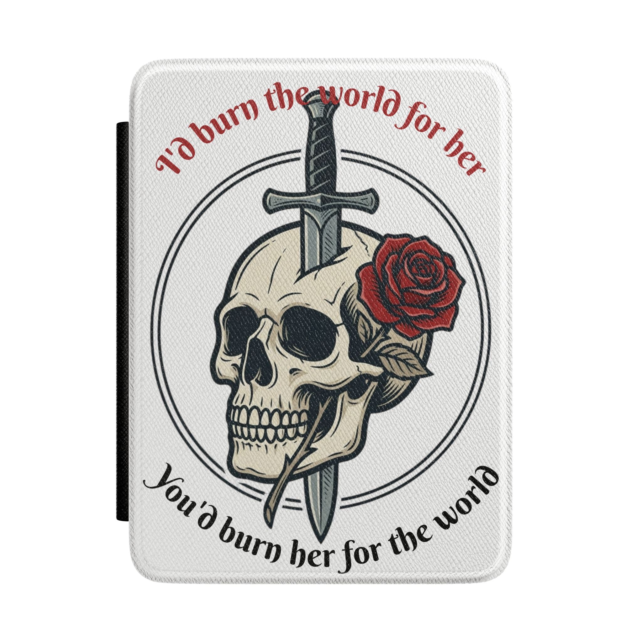 Skull & Rose Kindle Case — Dagger Through Skull Floral E-Reader Cover