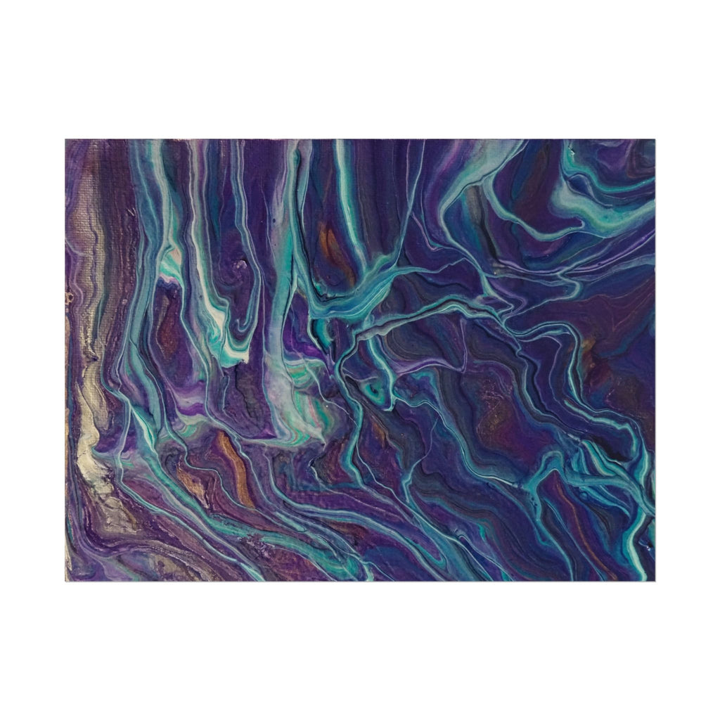 Abstract Fluid Art Poster — Purple Teal Marble Swirl Rolled Poster