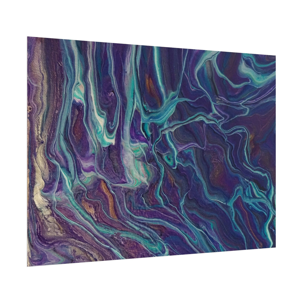 Abstract Fluid Art Poster — Purple Teal Marble Swirl Rolled Poster