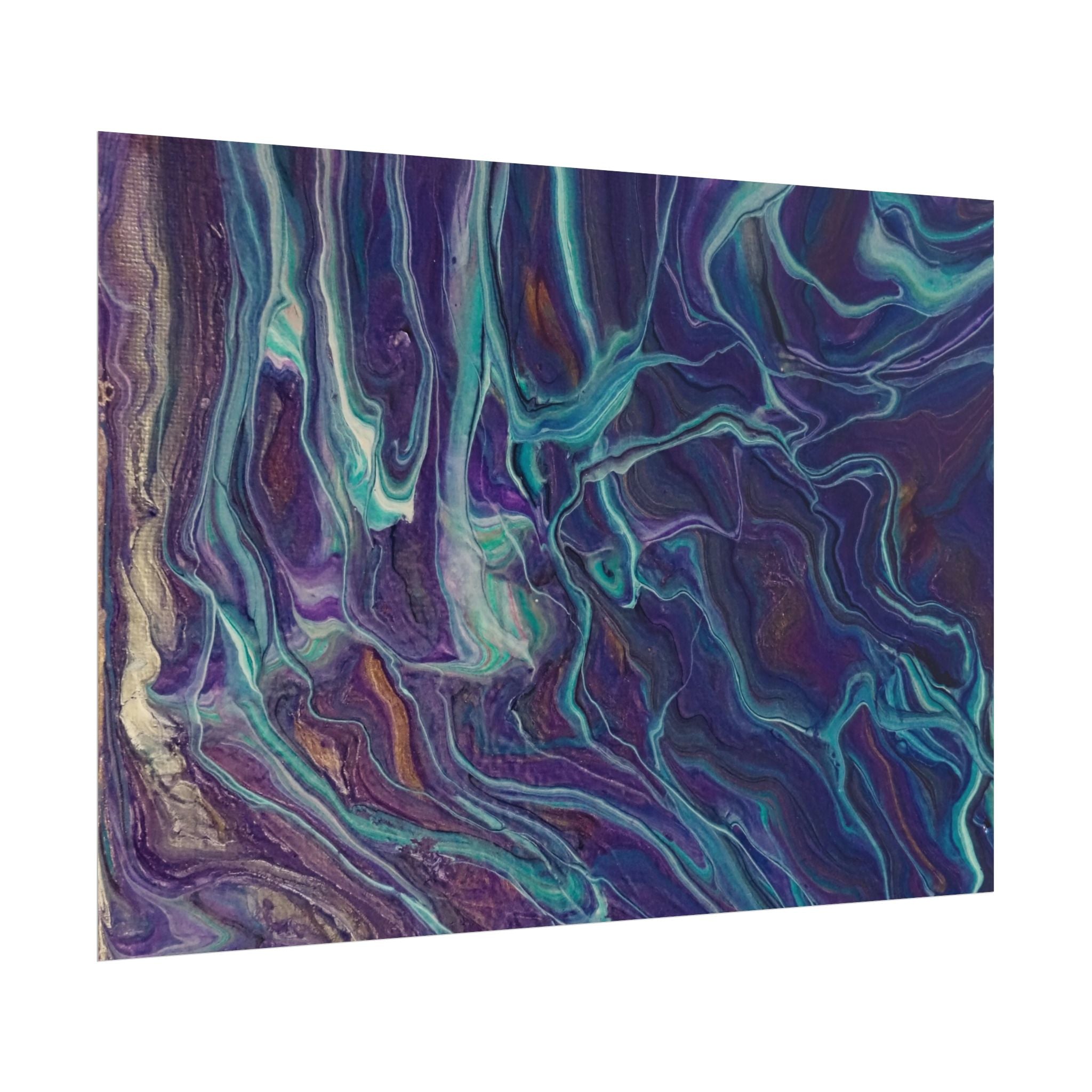 Abstract Fluid Art Poster — Purple Teal Marble Swirl Rolled Poster