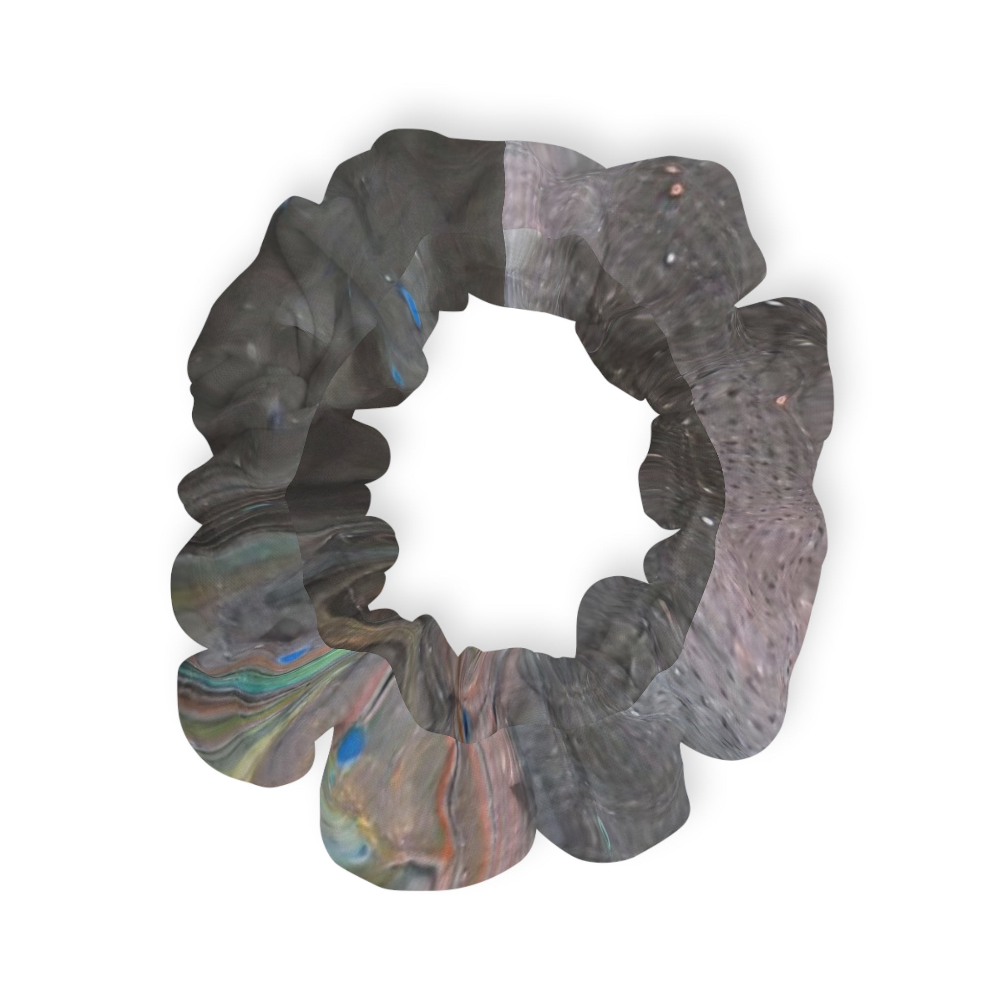 Iridescent Marble Scrunchie — Shimmery Gray Hair Tie