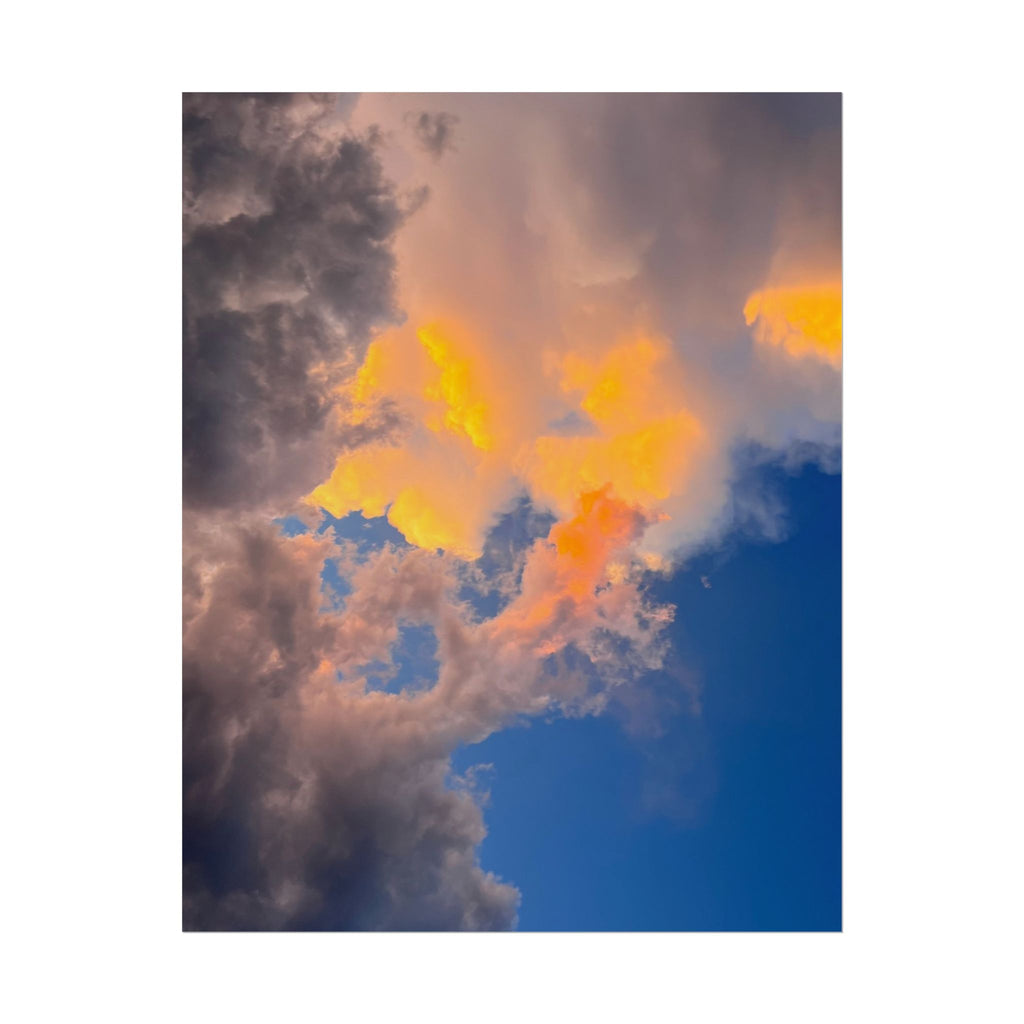 Sunset Cloudscape Rolled Poster — Dramatic Orange & Blue Sky Wall Art