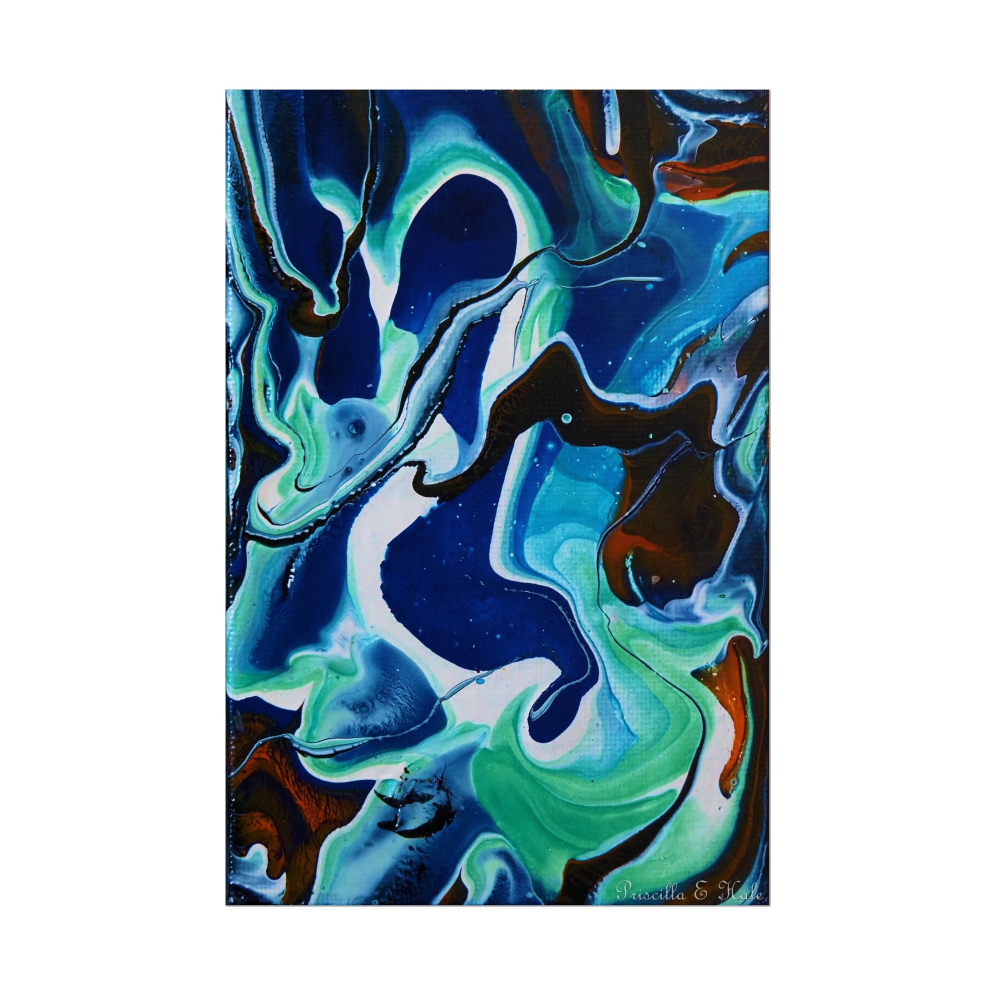 Abstract Ocean Swirl Rolled Poster — Blue & Teal Fluid Art Wall Print