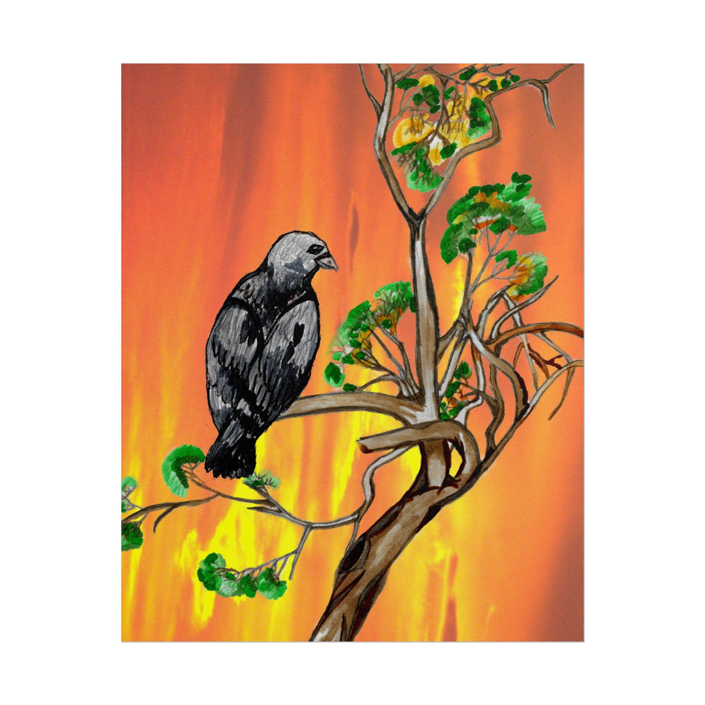 Raven on Sunset Branch Poster — Rolled Art Print