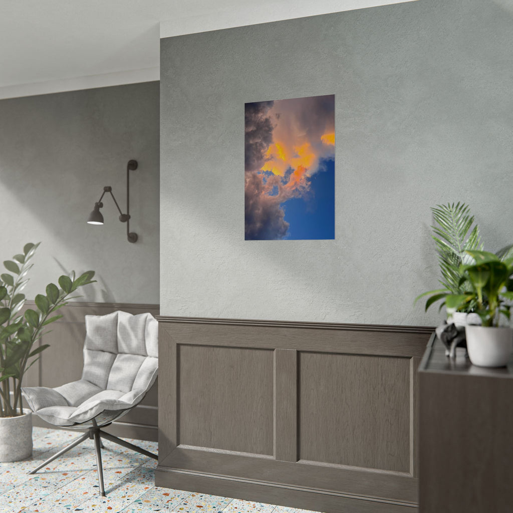 Sunset Cloudscape Rolled Poster — Dramatic Orange & Blue Sky Wall Art