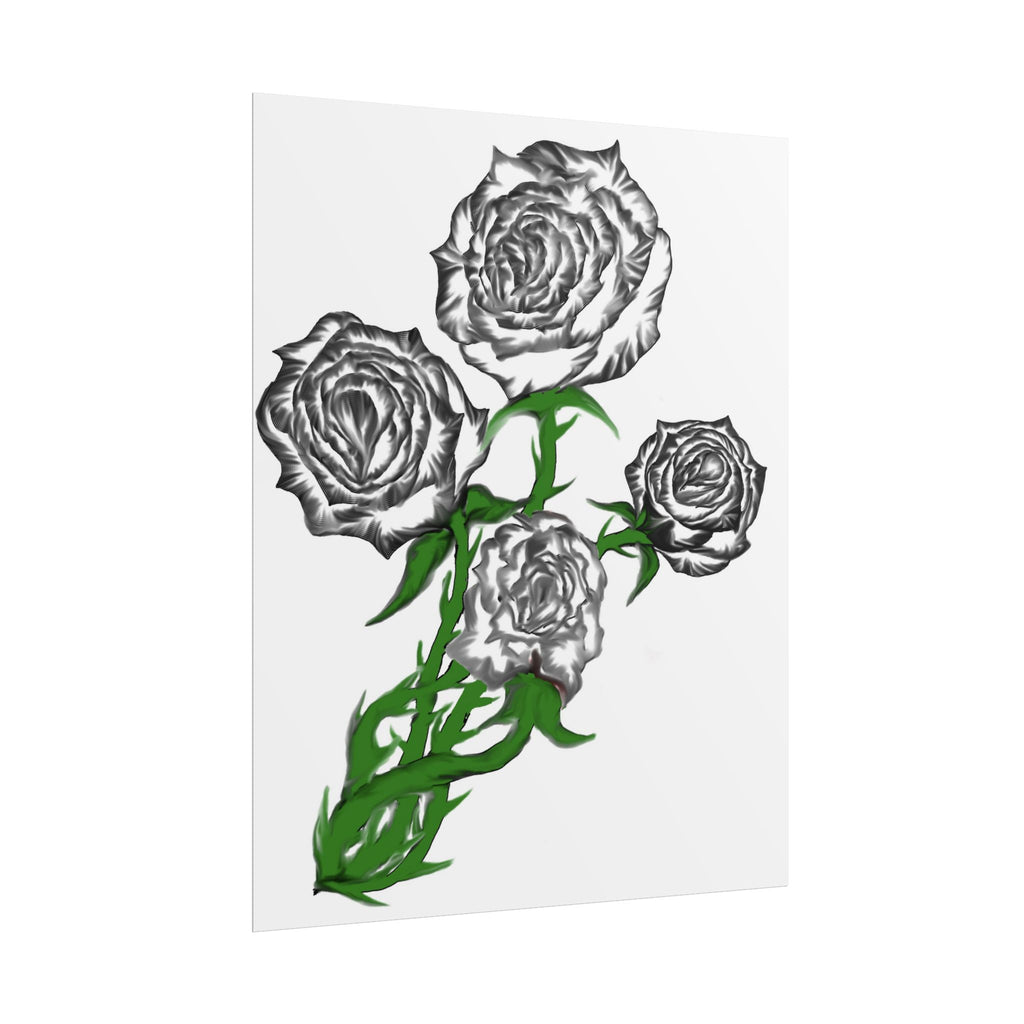 Rolled Poster — Hand-Drawn Black Rose Bouquet Floral Art Print