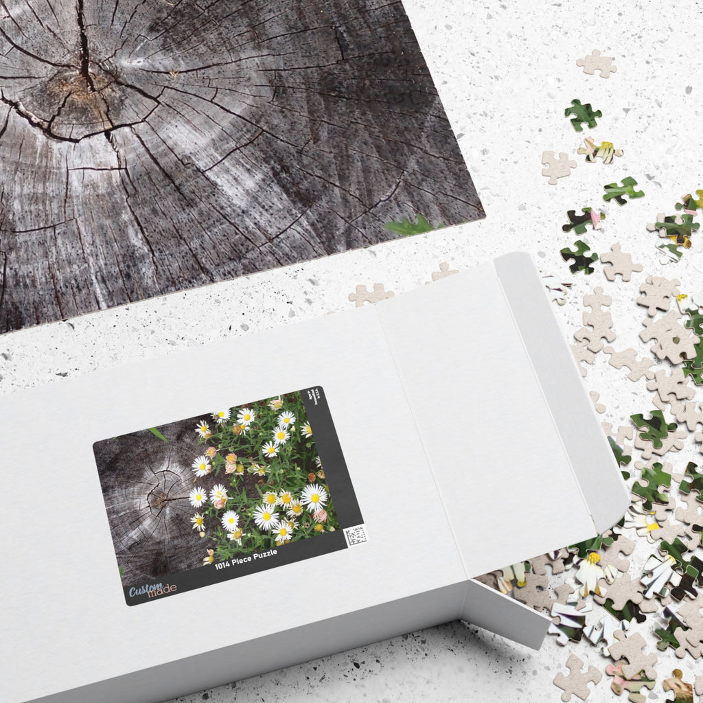 Daisy Garden Puzzle — Rustic Wood & Wildflower Jigsaw (110–1014 pcs)