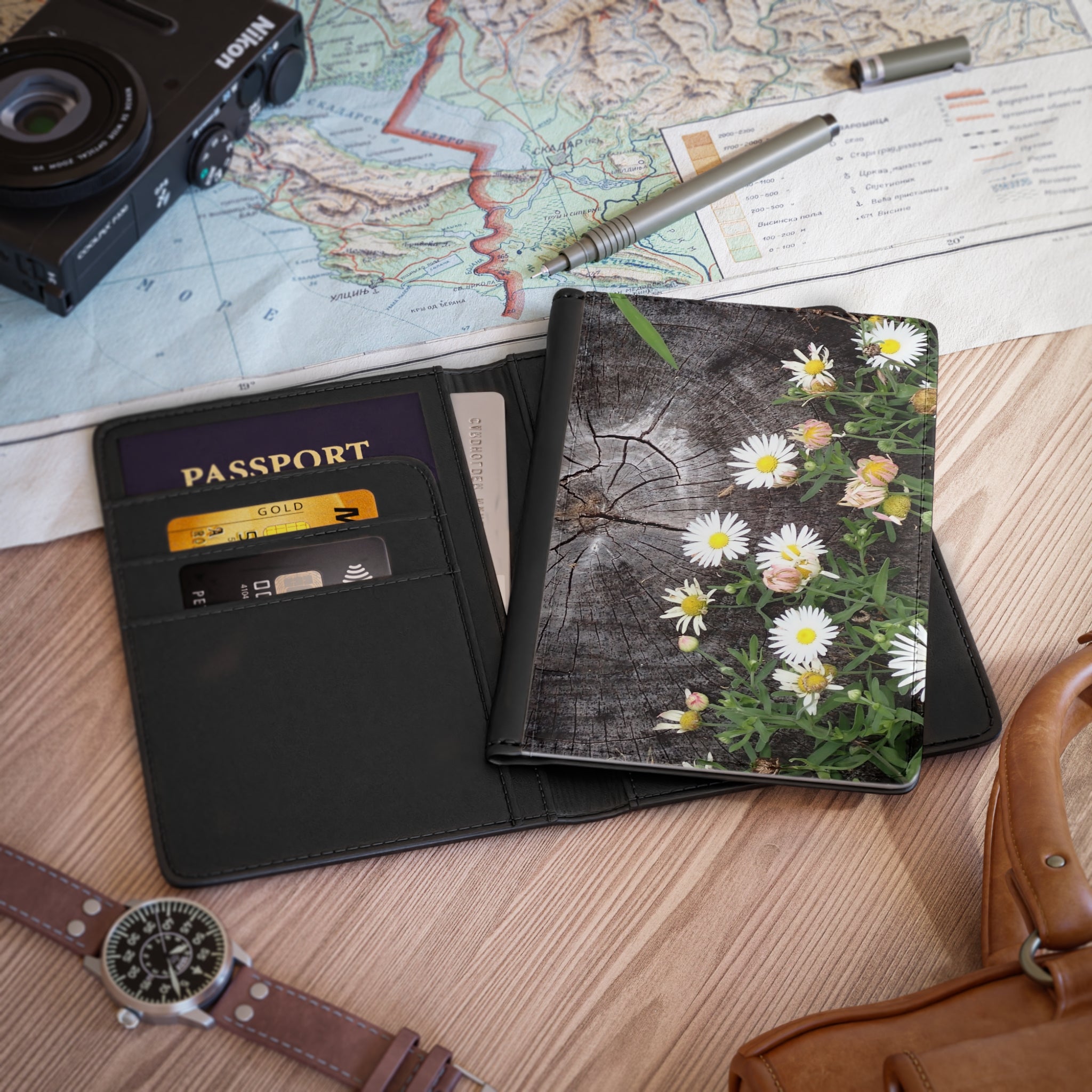 Daisy Meadow Passport Cover — Floral Travel Passport Holder