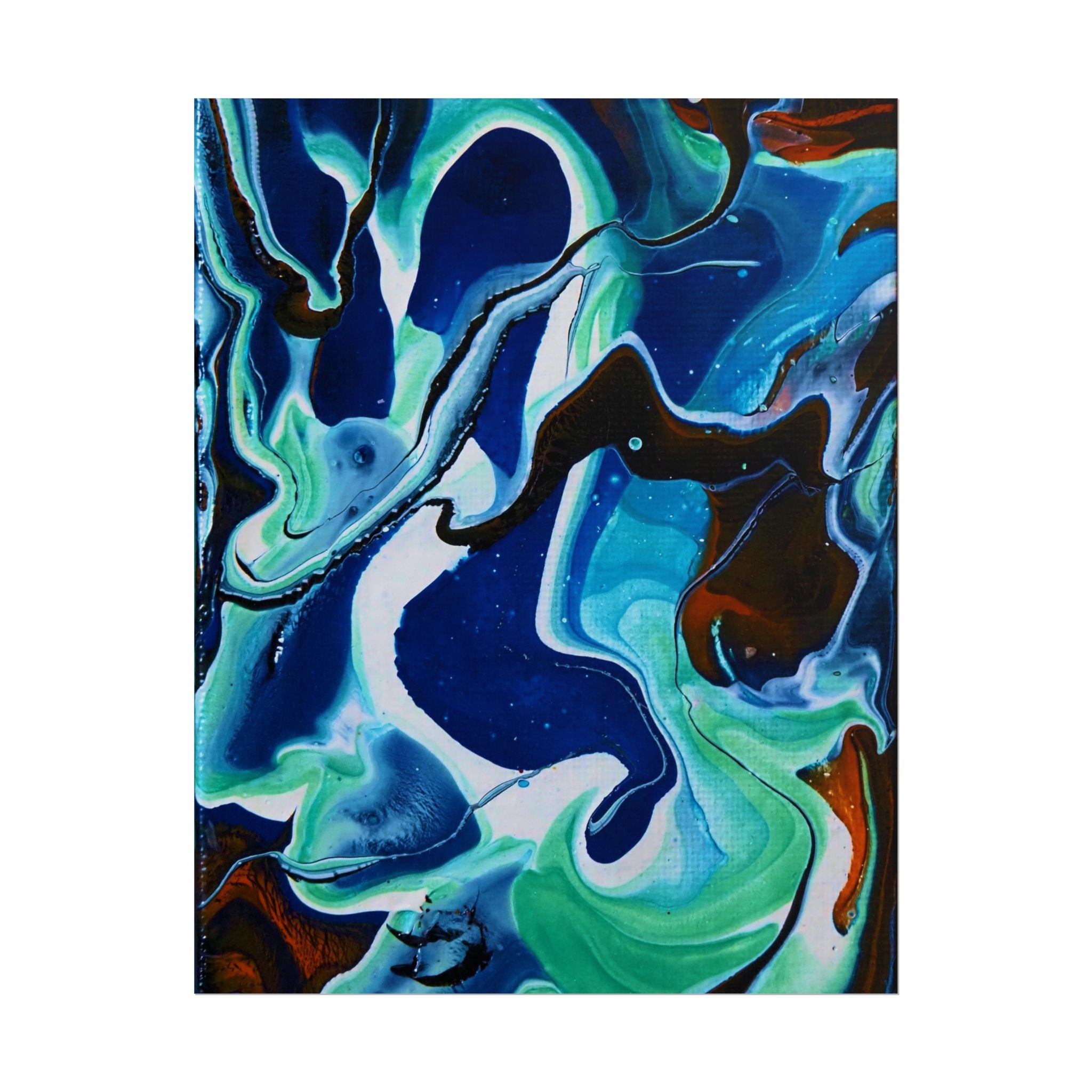 Abstract Ocean Swirl Rolled Poster — Blue & Teal Fluid Art Wall Print