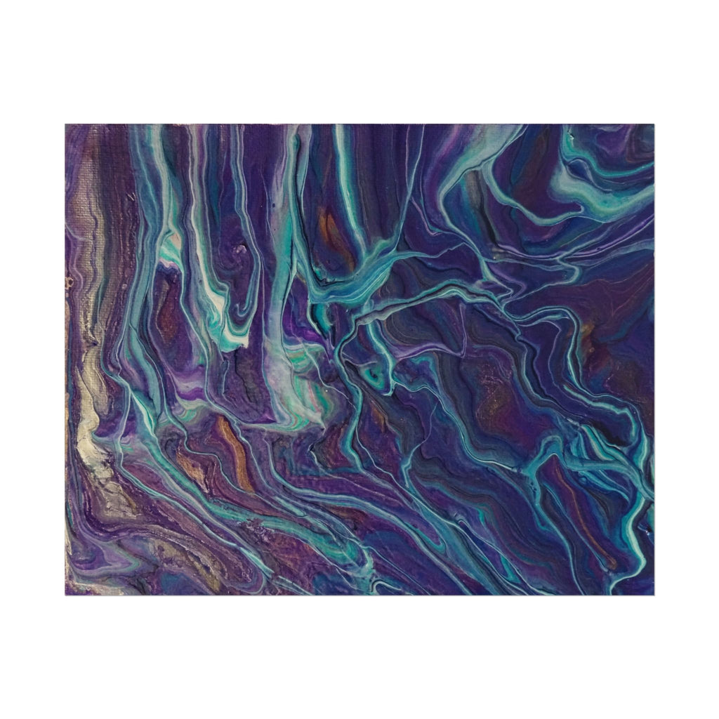 Abstract Fluid Art Poster — Purple Teal Marble Swirl Rolled Poster
